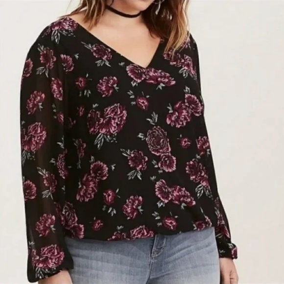 torrid Tops - NWOT Purple Floral Long Sleeve Top